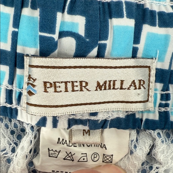 Peter Millar Swim Trunks Mens Medium Shorts Bottoms Blue Turtle Drawstring - Picture 7 of 10